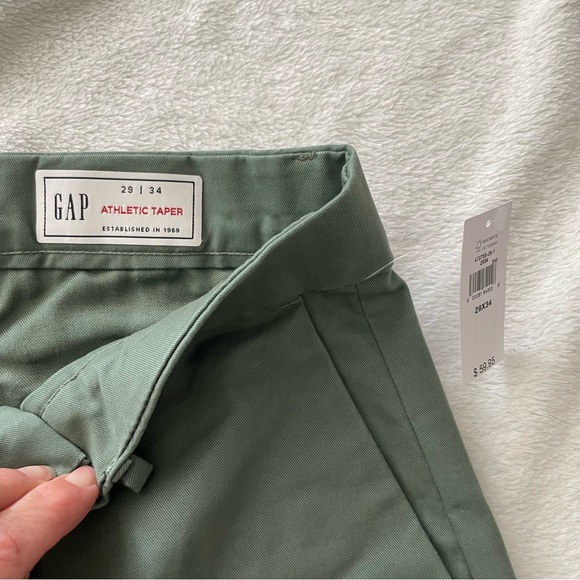 Mens gap chino pants 29x34 athletic taper green NWT - Picture 2 of 5